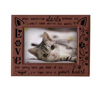 ORIGACH Cat Memorial Engraved Leather Picture Frame