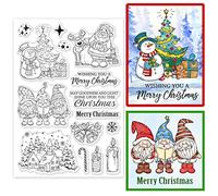 ORIGACH Christmas Gnome Clear Stamps, Merry Gnome Tree Reusable Silicone Stamps for Holiday Cards Making, DIY Scrapbooking, Decorative, 6.3x4.3 inch