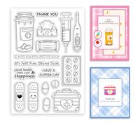 ORIGACH Clear Stamps for Making Get Well Card Sick Transparent Silicone Stamps for DIY Scrapbooking Journaling Photo Album Decorative