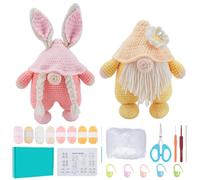 ORIGACH Crochet Kit for Beginner Adults, 2 Set Starter Crochet Easter Daisy Bunny Gnome Kit with Step by Step Video Tutorial, Instruction, Yarn, Hook, Accessories