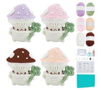 ORIGACH Crochet Kit for Beginner Adults, 4 Set Mushroom Critters Starter Crochet Kit with Step by Step Video Tutorial, Instruction, Yarn, Hook, Accessories