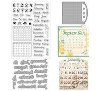 ORIGACH Daily Planner Calendar Clear Stamps and Dies Set for Card Making Weekly Plan on It Silicone Stamps Cutting Dies for DIY Scrapbooking Album Decorative