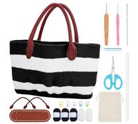ORIGACH DIY Crochet Handbag Kit for Beginners, Black Striped Crochet Bag