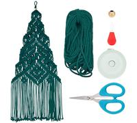 ORIGACH DIY Macrame Christmas Tree Large Wall Hanging kit Handmade Macrame Wall Hanging Kit for Beginners Adults with Step by Step Video Tutorial Instruction Dark Green Christmas Ornaments, 105x50 cm