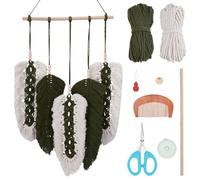 ORIGACH DIY Macrame Leaf Wall Hanging Kit Boho Macrame Feather Leaf Tapestry Kit for Adults Beginner Handmade Macrame Leaves Wall Hanging Decor for Living Room Bedroom
