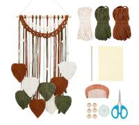 ORIGACH DIY Macrame Leaf Wall Hanging Kit for Beginners Adults, Easy Macrame Leaves Wall Hanging kit Boho Macrame Tapestry for Living Room Bedroom Decor, Brown Beige and Green
