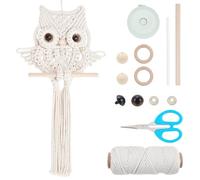 ORIGACH DIY Macrame Owl Wall Hanging Kit Hand Woven Macrame Owl Tapestry Hanger Kit for Beginner Adult with Instruction Tutorial Boho Handmade Macrame Wall Hanging Decor for Living Room