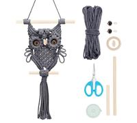 ORIGACH DIY Macrame Owl Wall Hanging Tapestry Kit Grey Cotton Handmade Macrame Owl Kit with Video Tutorials Boho Macrame Wall Hanging Decor Woven Ornament Gift for Bedroom Living Room