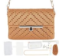 ORIGACH DIY Plastic Canvas Mesh Bag Kit, Woven Lattice Stitch Crochet Handbag Making Supplies with Blank Mesh Sheets, Metal Chain, Video Tutorials, Embroidery Needlepoint Craft Accessories, Khaki