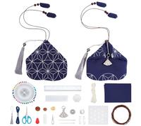 ORIGACH DIY Sashiko Coin Purse Kit with Instruction for Beginners Adults Easy Sashiko Kit with Snowflake Stencil Japanese Sashiko Embroidery Bag DIY Sewing Bag Gifts for Friends Mums