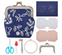 ORIGACH DIY Sashiko Coin Purse Kit with Instructions Flower Embroidery Kiss Lock Bag Kit for Beginners DIY Sewing Bag Gifts for Friends Mums