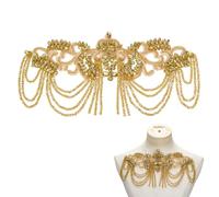 ORIGACH Gold Embroidered Beaded Rhinestone Applique Fancy Handmade Epaulettes Shoulder Trim Bodice Patch for Women Wedding Bridal Crystal Patches DIY Sewing Clothes Craft Decor