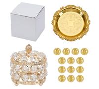 ORIGACH Gold Wedding Arras Coin Set, Arras de Boda, Round Shaped Box with 13 Jesus Coin and Embossed Tray, Wedding Accessories for Ceremony
