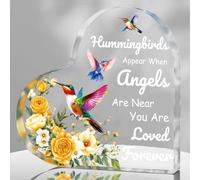 ORIGACH Hummingbird Acrylic Heart Gifts for Women Birthday Memorial Gifts Remembrance Gifts Encouragement Gifts for Mom Female