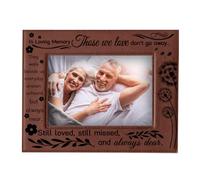 ORIGACH In Loving Memory Engraved Leather Picture Frame Hanging/Tabletop Memorial Leather Photo Frame for Loss of Mother, Father, Loved One, Bereavement Sympathy Gift - Fits 5x7 Inch Photo