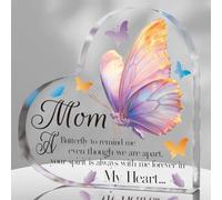 ORIGACH Memorial Gifts for Loss of Mom Butterfly Acrylic Heart Shaped Sympathy Gifts for Mom Loss Bereavement Gift Condolence Gift for Loss of Loved One Remembrance Plaque Table Decor