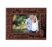 ORIGACH My Husband Memorial Engraved Leather Picture Frame Hanging/Tabletop Leather Photo Frame for Loss of Husband, Bereavement Sympathy Gift - Fits 5x7 Inch Photo
