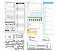 ORIGACH Plans and Schedule Clear Stamps and Dies Set for Card Making Time Planner Silicone Stamps Frame Cutting Dies for DIY Scrapbooking Craft Card Decorative