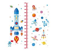 ORIGACH Rocket Height Chart Wall Decals 20 To 160cm Universe Astronaut Theme Growth Wall Stickers for Cartoon Bedroom Nursery Livingroom Wall Decor