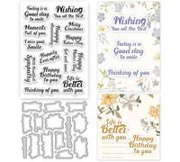 ORIGACH Sentiments Clear Stamps and Metal Cutting Dies Set for Card Making