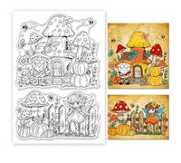 ORIGACH Spring Elf Gnome and Mushroom Clear Stamps for Card Making Transparent Silicone Stamps for DIY Scrapbooking Journaling Photo Album Crafts Suppplies