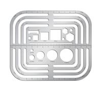 ORIGACH Stainless Stainless Steel Rectangle Round Template Metal Round Corner Drafting Stencils Stainless Steel Template Rulers for Leather Sewing DIY Craft Supplies