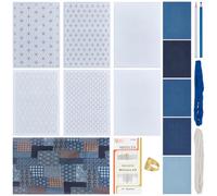 ORIGACH Stitching Sashiko Mending Patchwork Kit for Beginners Adults with Instruction and Sticky Water Soluble Patterns Stabilizer Easy Sashiko Embroidery Kit for Mending Fabrics