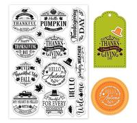ORIGACH Thanksgiving Autumn Sentiment Clear Stamp for Card Making Thanksgiving Greetings Sentiment Words Transparent Silicone Stamps for DIY Scrapbooking Journaling Photo Album Decorative