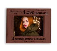 ORIGACH When Someone You Love Becomes a Memory Engraved Leather Picture Frame Hanging/Tabletop Memorial Leather Photo Frame for Loss of Love One, Bereavement Sympathy Gift - Fits 5x7 Inch Photo
