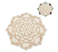 ORIGACH Wooden Mandala Crystal Grid Board 25x25 cm Geometric Flower Crystal Grid Plate Board for Wiccan Altar Ritual Sacred Space Decor