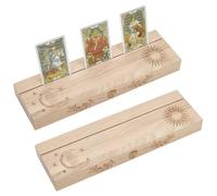 ORIGACH Wooden Tarot Card Holder Stand, Sun & Moon Altar Card Stand, Rectangle Oracle Wood Tarot Altar Holder, Witch Divination Ceremonial Tools