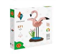 Origami 3D 501842-3D Origami Flamingo - Beautiful 3D Paper Sculpture with Patented Components and Easy-to-Clear Building Instructions, 571 Pieces, 24 x 13 x 25 cm, from 8 Years