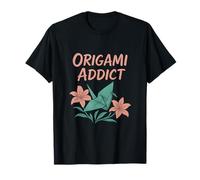 Origami Addict Paper Art Crane and Lily Design T-Shirt