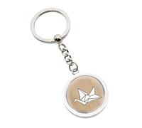 Origami Bird Design Metal Round Keyring Personalised with a Short Message, in a Gift Bag