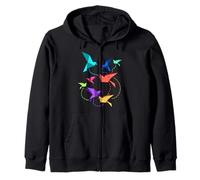 Origami Birds Kirigami Paper Crane Folding Zip Hoodie