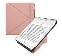 kwmobile Origami Case Compatible with Kobo Libra Colour Case - Slim PU Leather Cover with Stand - Rose Gold