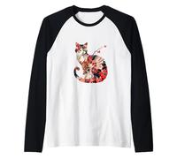 Origami cat Japanese Cherry Blossom Cats Japan Raglan Baseball Tee