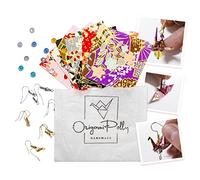 Origami Crane Earrings Kit - Handmade Paper Crane Earrings Set, 10 Pieces Washi Paper, Random Patterns, Beads, Hooks, All Earrings Accessories Included - Earrings Jewelry for Women