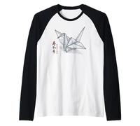 Origami Crane - Japanese Kanji for Longevity, Peace & Hope Raglan Baseball Tee