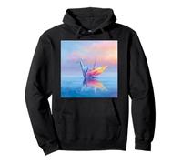 Origami Crane Watercolor Water Reflection Pullover Hoodie