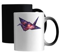Origami Crane with Galaxy Star Pattern Ceramic Magic Mug White