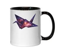 Origami Crane with Galaxy Star Pattern Ceramic Tea Coffee Mug Black