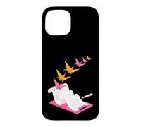 Origami Crane Writing Design - Paper Flight Case for iPhone 15