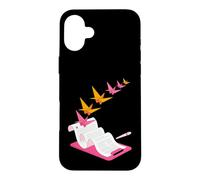 Origami Crane Writing Design - Paper Flight Case for iPhone 16 Plus