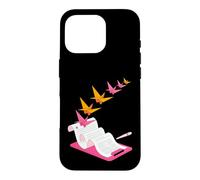 Origami Crane Writing Design - Paper Flight Case for iPhone 16 Pro