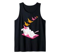 Origami Crane Writing Design - Paper Flight Tank Top