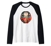 Origami Daruma Japanese Art Lucky Charm Zen Aesthetic Raglan Baseball Tee