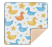 Origami Duck Pattern Cute Foldable Baby Playmat for Indoor Outdoor Comfortable Baby Kick Crawling Mat for Baby Kids Toddlers Infants, 50'' x 50''