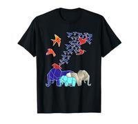 Origami Elephants & Cranes Wildlife Design Men Women Kids T-Shirt