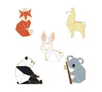 Origami Enamel Brooch Animal Fox Personalized Panda Koala Alpaca Rabbit Brooch Bag Clothes Brooch Badge Cartoon Jewelry Child Friend
